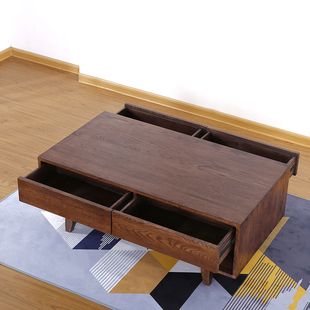 简约后现代中式橡木茶几组合小户型客厅北欧实木家具边柜日式新品