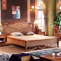 东南亚印尼藤木床 休闲酒店客房双人床 1.8米藤木床 1.5米藤木床