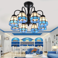 欧式吊灯客厅灯具卧室灯饰 餐厅吊灯美式地中海风格蓝色田园吊灯