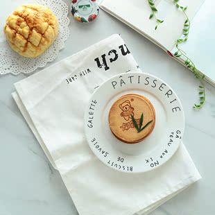 西餐盘陶瓷圆盘子创意甜品盘点心碟子早餐盘北欧家用菜盘INS爆款