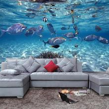 5D立体卧室客厅电视背景墙纸游泳馆大型壁画壁纸海底世界海洋鱼