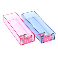日本亚克力桌面收纳盒文具笔餐具杂物整理盒抽屉分隔盒分类收纳格
