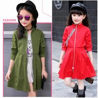 8韩国中大女童装风衣2017秋装10儿童衣服11女孩子12岁小学生外套