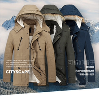 2016新款男装加绒加厚连帽棉衣保暖外套中长款韩版男冬装外套夹克