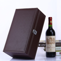 新款高档红酒盒葡萄酒礼盒通用双支皮盒包装箱送礼首选现货含酒具