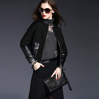 布兰妮欧洲站欧美新款短外套 时尚潮流黑色气质长袖外套女冬 短款
