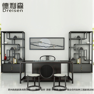 新中式书桌2米仿古办公桌现代简约实木书法桌榆木书画桌书房家具