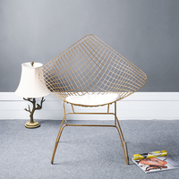 北欧镂空铁丝椅现代简约餐椅 设计师椅创意工作室服装店休闲椅