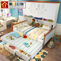 地中海儿童实木衣柜床男孩双层子母床多功能组合床女孩高低母子床