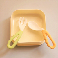 婴幼儿学习独立吃饭用弯叉勺套装训练弯头勺 小宝宝餐具叉子勺子