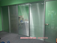 重庆办公室玻璃隔断墙安装铝合金钢化磨砂玻璃隔断百叶屏风高隔断