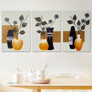 餐厅装饰画现代简约立体无框画沙发背景墙画卧室三联花卉浮雕壁画