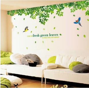 大型3D立体绿叶大树墙纸客厅沙发电视背景墙贴纸卧室装饰贴画贴花