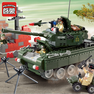 启蒙兼容乐高军事人仔积木二战坦克拼装儿童玩具男孩益智类模型车