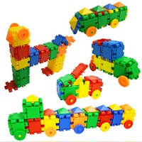 塑料拼装组合积木儿童玩具 益智早教类环保拼插方块嘟嘟赛车3-6岁