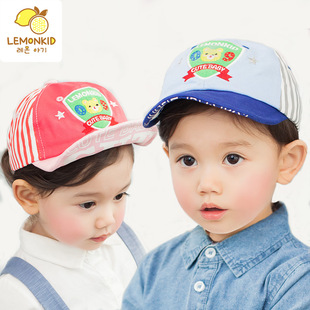 儿童春秋帽韩国新款翻沿儿童帽子宝宝春天帽子盾牌袖标可爱棒球帽