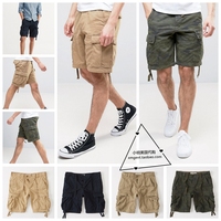 美国正品abercrombie fitch夏季男AF做旧多口袋沙滩工装短裤现货