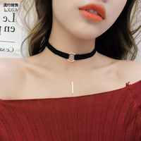日韩国简约金属圆环颈带项链女短款黑色锁骨颈链原宿脖子项圈饰品