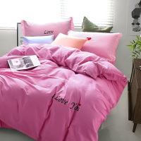 四件套全棉 简约纯色绣花床单被套床上用品4件套2.0m1.8m1.5m床品