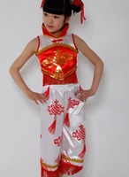 儿童演出服装少数民族舞蹈服装女童秧歌舞台表演服饰少女公主古装