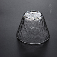 皂角树下日式手工初雪耐热玻璃杯透明玻璃锤纹茶杯主人杯茶具配件