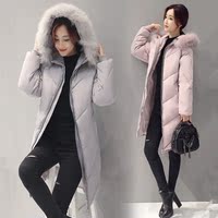 2016冬装新款韩版毛领中长款棉衣女加厚修身保暖棉服学生连帽外套