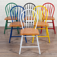 LOFT美式乡村家具铁艺餐椅做旧复古实木餐桌椅工业风休闲彩色椅子