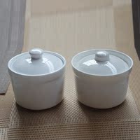 纯白隔水陶瓷炖盅4寸镁质瓷 汤盅带盖燕窝餐厅 甜品补品 蒸蛋例汤