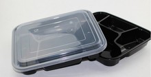 一次性打包盒黑色四格方形打包盒高档外卖盒加厚塑料快餐盒包邮
