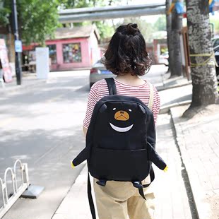 韩国原宿软妹可爱卡通立体小熊双肩包书包童趣复古学生超大背包女