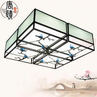 新中式led吸顶灯 客厅餐厅灯艺术创意陶瓷小鸟铜树枝书房卧室灯具