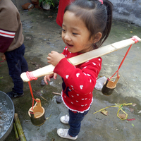 幼儿园儿童竹竿扁担水桶体育用品竹筒创意花盆竹水桶玩具DIY包邮