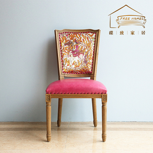 欧式实木餐椅橡木软包椅子现代简约酒店咖啡椅高背布餐椅坐凳子