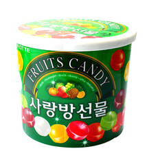 韩国好吃的零食 乐天七彩爱情水果糖礼盒 彩虹糖 6种水果桶装187g