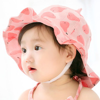 春秋季女宝宝帽子婴儿童帽遮太阳帽可爱水果帽盆帽渔夫帽薄棉布帽
