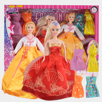 中式新娘娃娃+韩服娃娃二合一套装女孩过家家玩具多配件礼盒装
