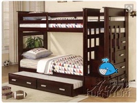 美式实木双层床高低床上下床1.2 成人母子床梯柜床可定做1..5米