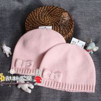1-2岁儿童婴儿帽子纯棉针织蝴蝶结潮女宝宝0-3-6-12个月春秋冬季
