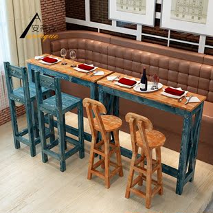 吧台桌客厅长方形家用吧台桌椅实木奶茶店餐桌咖啡店小吃店餐桌椅