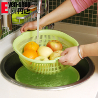 日本进口厨房塑料洗菜盆沥水篮 双层碗碟筐水果蔬菜清洗篮收纳筐