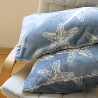 出口原装法兰绒枕套一对冬季加厚蓝色海星毛绒枕头套48 74cm包邮
