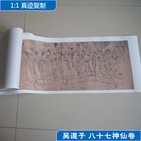 1:1唐吴道子八十七神仙卷国画工笔画白描古代名画复制品装饰画