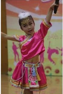 2016新款儿童少数民族演出服群舞独舞女童藏族苗族壮蒙古族舞蹈服