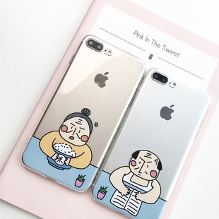iPhone7搞怪漫画人物苹果6s/plus手机壳5.5全包透明软壳硅胶情侣8