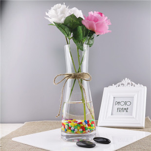 简约欧式创意麻绳花瓶玻璃透明插花水培小清新干花摆件餐桌客厅