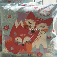 地中海风格蓝色抱枕套 圣诞节靠垫卡通红色小狐狸立体刺绣沙发枕