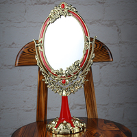 新款复古台式化妆镜 双面梳妆镜 便携公主镜 大号镜子 结婚喜庆镜