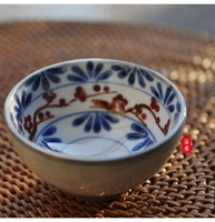 三木屋全手工粗陶茶杯日本陶瓷描金釉下手绘品茗杯主人杯 梅