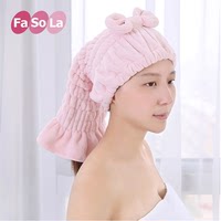 FaSoLa超强吸水干发帽珊瑚绒加厚速干长发浴帽韩国女款成人包头巾