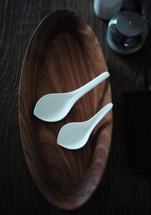 [新舍|茶勺] 白瓷灰釉 瓷分茶勺 大号勺子 家什器皿